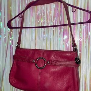The Sak Chic Pink Leather Shoulder Bag with Silver Ring Detail